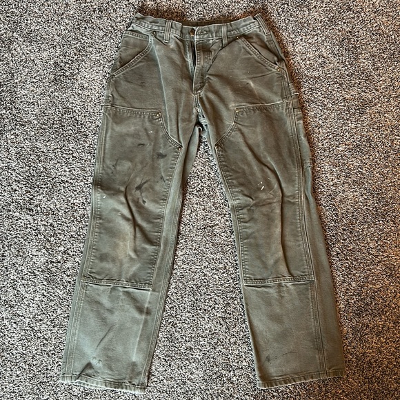 CARHARTT Men's 30x30 Green Double Front Carpenter Pants Original Dungaree Fit - Picture 5 of 6